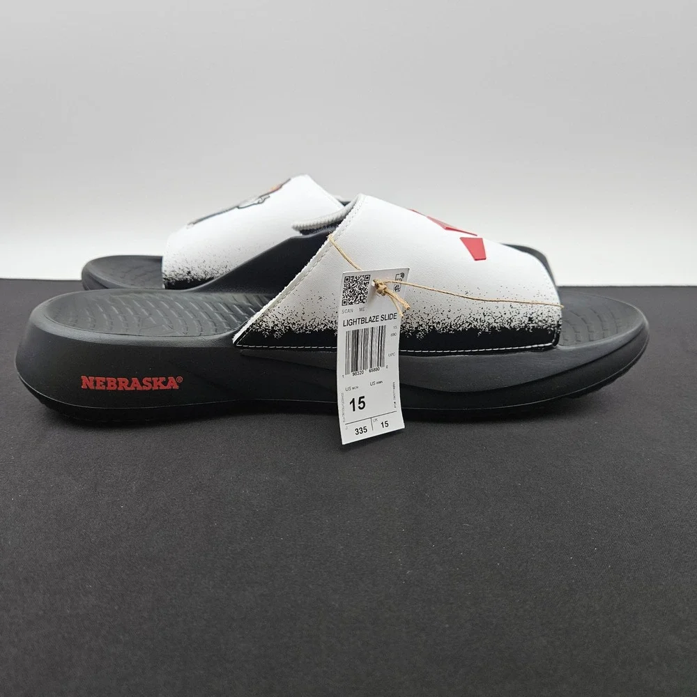 Adidas Lightblaze Slide Nebraska Cornhuskers Herbie Husker Mens 15 Black IH7120
